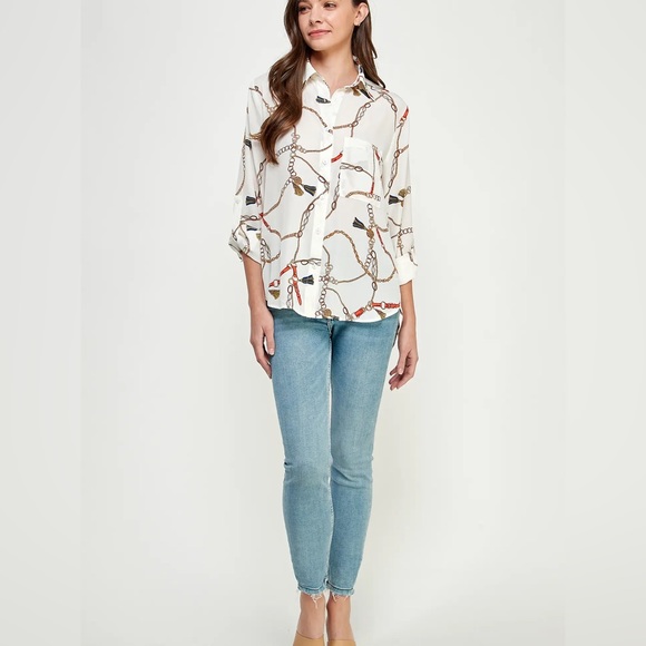 Brittany Scarf Print Button Down